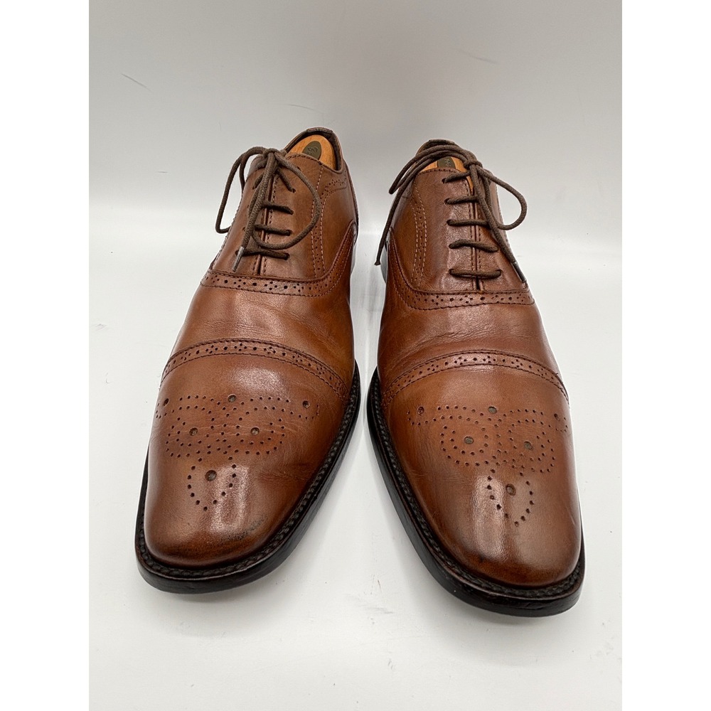 Vittorio Russo Men's Brown Leather Cap Toe Oxford Brogue Dress Shoes Italy 10½ - Picture 3 of 16
